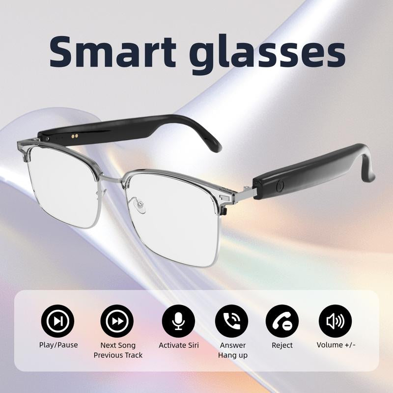 Bluetooth Audio Smart Glasses with Photochromic Uv-Activated Lenses, Metal Frame, Surround Sound, Built in Microphone, and Hands Free Calling